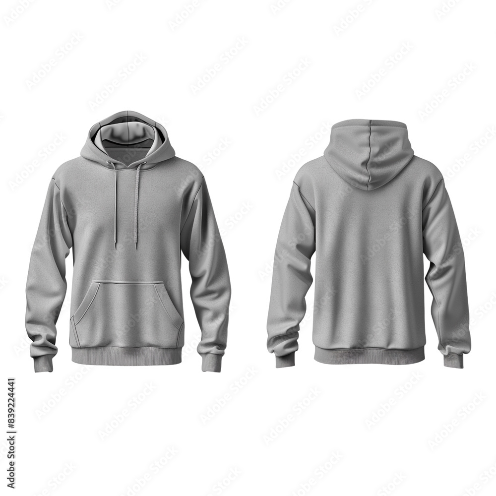 Men's Grey Hoodie Mockup Template Front and Back, Generative AI Men's Grey Hoodie Mockup Template Front and Back, Generative AI