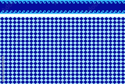 A strip with a dark blue background, which includes an sea ​​waves