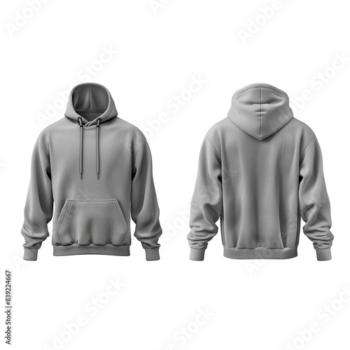 Men's Grey Hoodie Mockup Template Front and Back, Generative AI