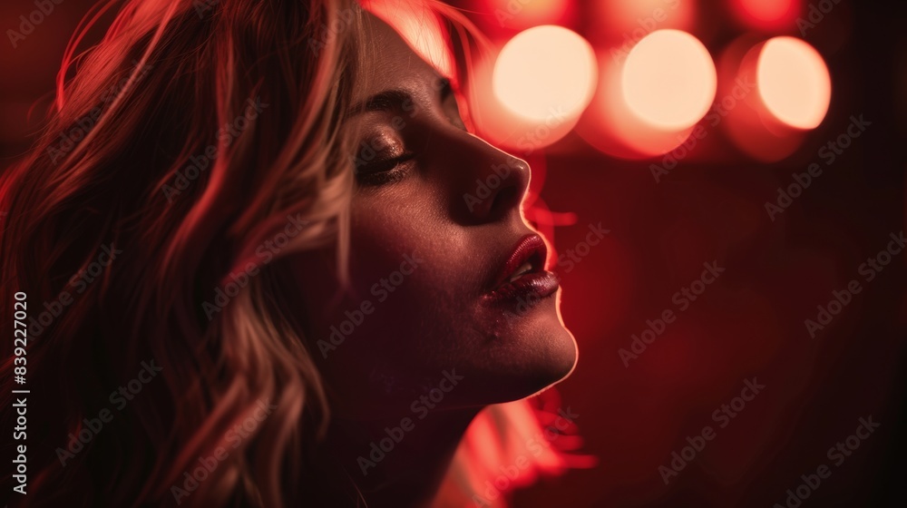 short shot of the lateral side of a face of a blonde singer who is in a dark dressing room with a beautiful bokeh behind, hyper realistic, very detailed, hdri, 35mm lens, arri alexa look, cinematic lo short shot of the lateral side of a face of a blonde singer who is in a dark dressing room with a beautiful bokeh behind, hyper realistic, very detailed, hdri, 35mm lens, arri alexa look, cinematic lo