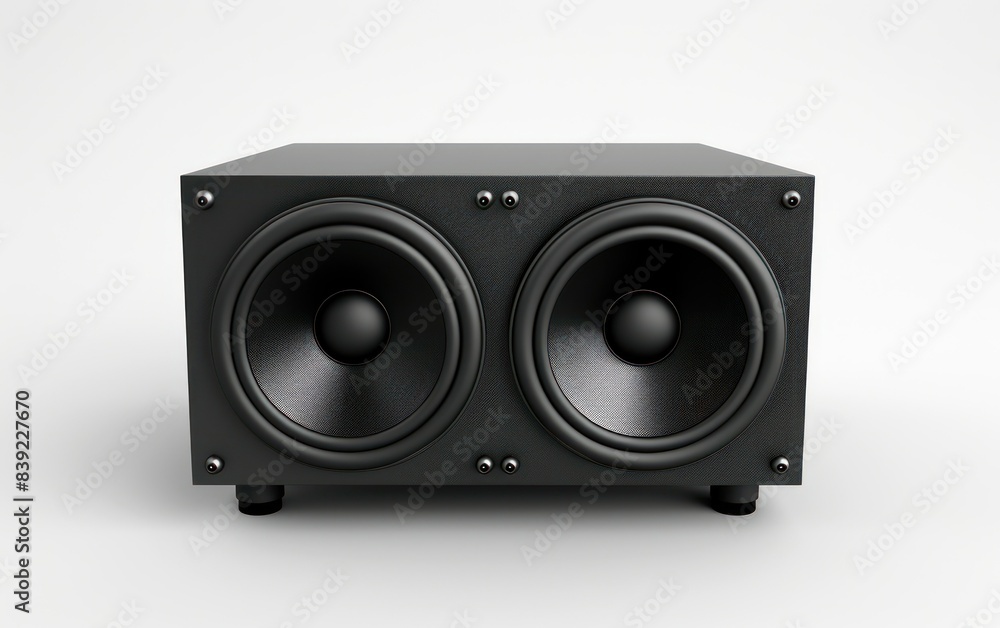 Modern Black Stereo Speaker on White Background Modern Black Stereo Speaker on White Background