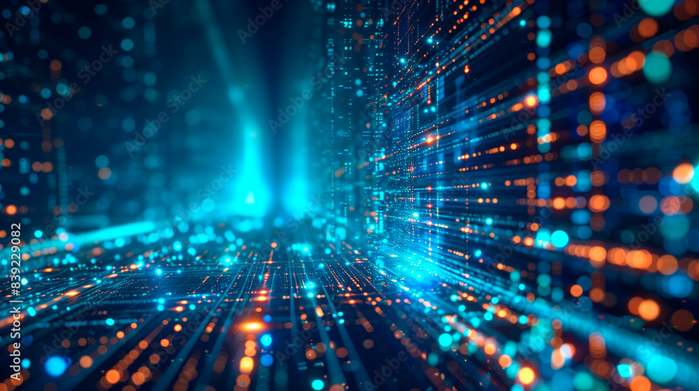 Fototapeta premium Digital neural network connections, artificial intelligence concept abstract background