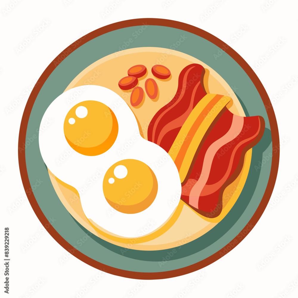 fried eggs with bacon and vegetables fried eggs with bacon and vegetables