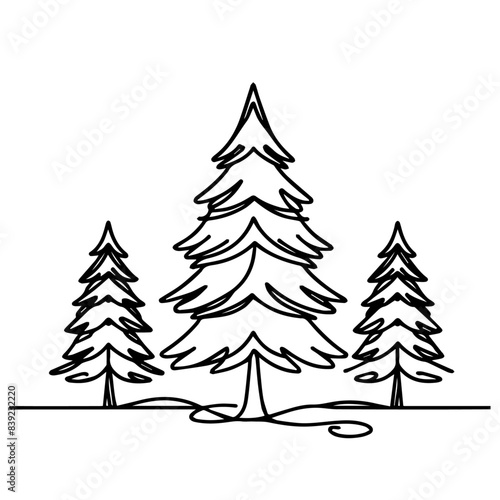 line art larch tree design 