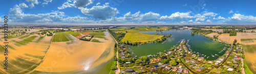 lake eicher see near worms flooded rhine river germany 2024 360° airpano photo