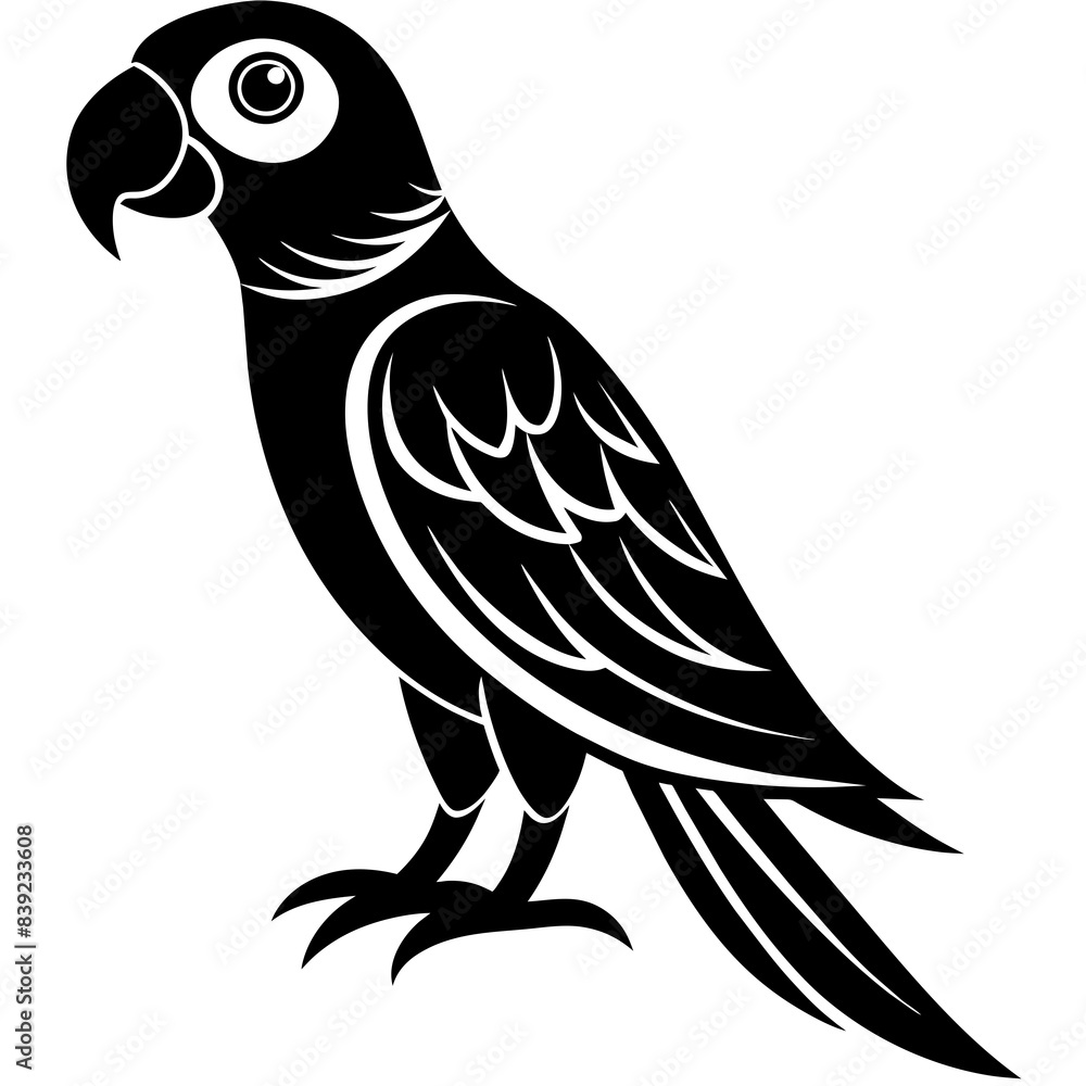 Obraz premium Parrot icon vector silhouette illustration on white background