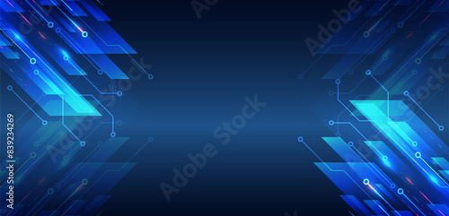 Cyber security internet and networking concept. Abstract global sci fi concept. Digital internet communication on blue background Hi-tech vector illustration with various technology elements.