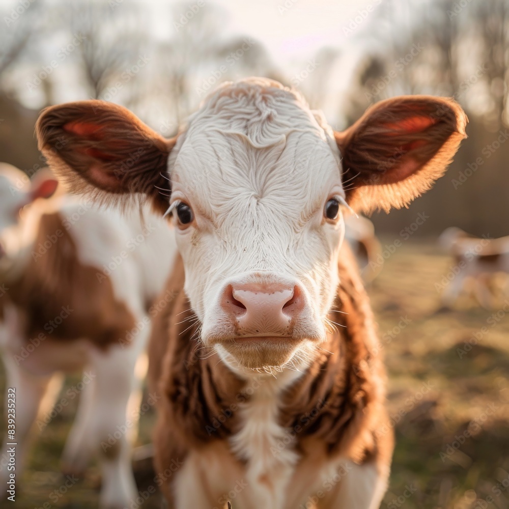 Little calf, cute cow baby portrait, young farm animal, pretty newborn cattle, natural rural life Little calf, cute cow baby portrait, young farm animal, pretty newborn cattle, natural rural life