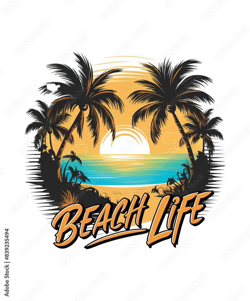 Obraz premium Beach travel t-shirt design 