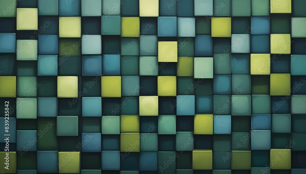 Fototapeta premium Grey grunge glossy texture and golden squares abstract geometric background