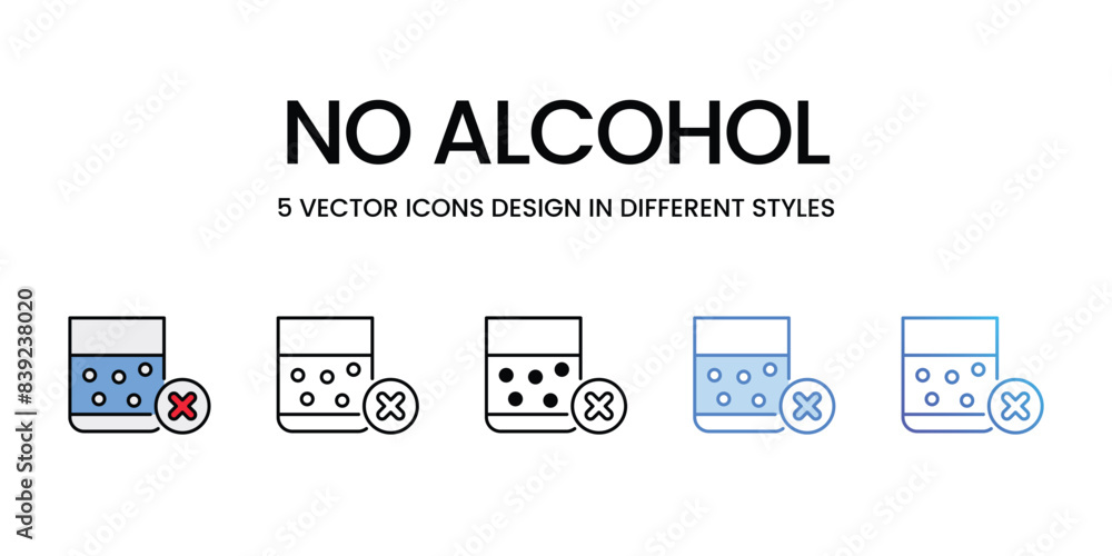 No Alcohol icons vector set stock illustration. No Alcohol icons vector set stock illustration.