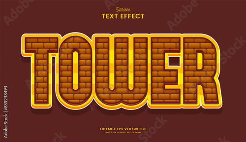 decorative editable tower brick text effect vector design