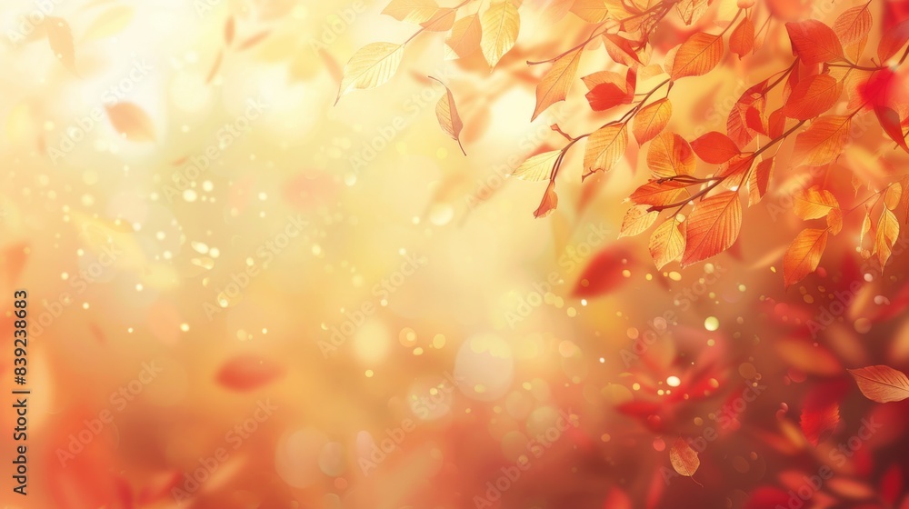 A cozy autumn background with fallen leaves in warm colors and a soft, golden light, perfect for seasonal themes A cozy autumn background with fallen leaves in warm colors and a soft, golden light, perfect for seasonal themes