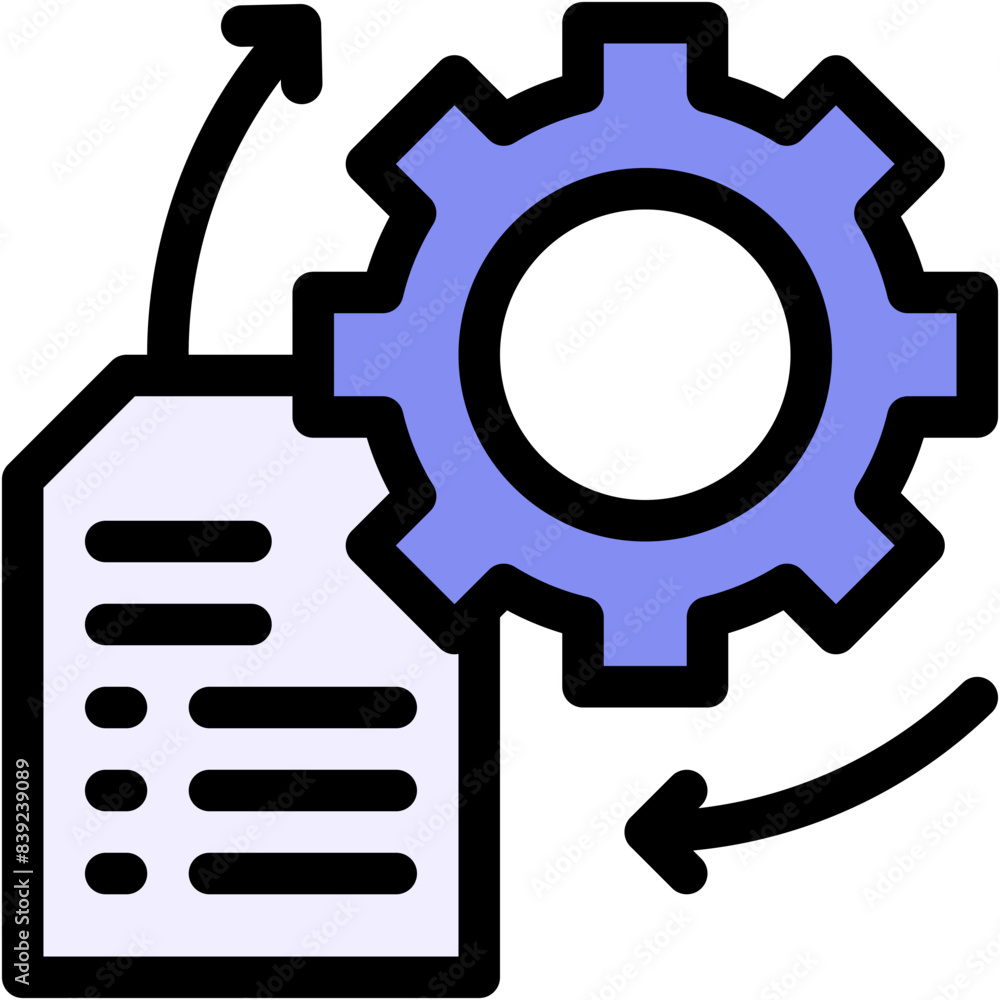 Vector Icon Process, Document, File, Implement, Gear Vector Icon Process, Document, File, Implement, Gear