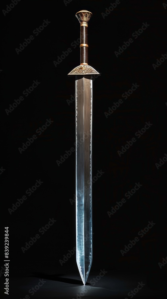A sparkling ancient Chinese sword, incredibly sharp with strong mirror reflection, front facing, black background, outstanding photography, realistic photos, high-definition resolution A sparkling ancient Chinese sword, incredibly sharp with strong mirror reflection, front facing, black background, outstanding photography, realistic photos, high-definition resolution
