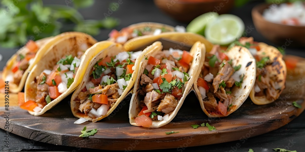 Mexican restaurant serves spitgrilled pork tacos al pastor with lime on