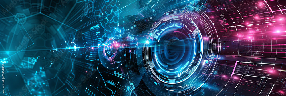 Technology and Hologram background Technology and Hologram background