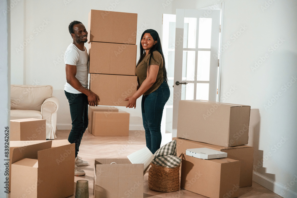African American couple are moving into new house African American couple are moving into new house