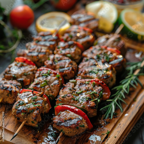 delicious roast meat or souvlaki with herbs