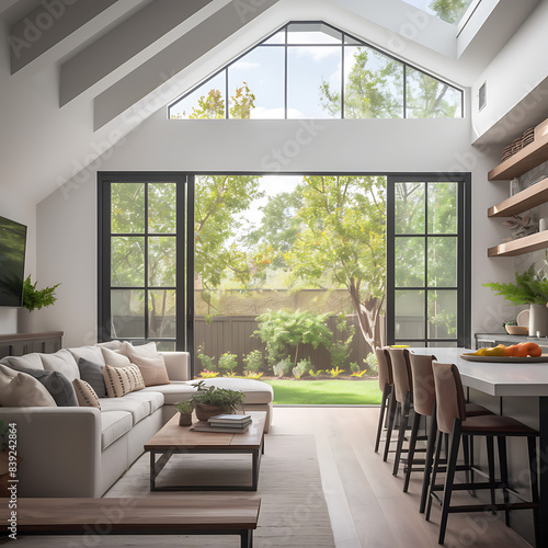 modern living room with fireplace