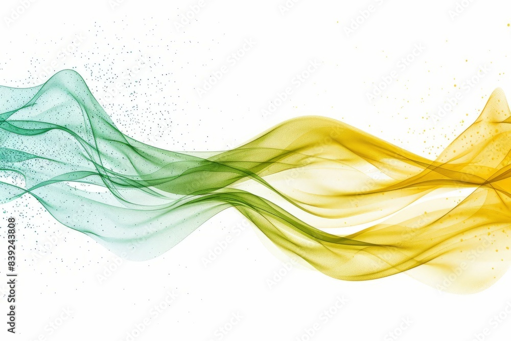 A delicate combination of yellow and green wavy lines on a white background. A delicate combination of yellow and green wavy lines on a white background.