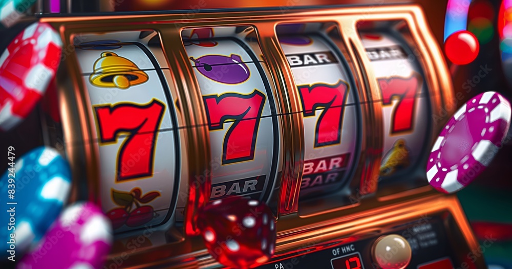 Golden slot machine wins the jackpot. 777 Big win concept. Casino jackpot Golden slot machine wins the jackpot. 777 Big win concept. Casino jackpot