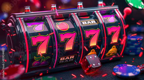 Golden slot machine wins the jackpot. 777 Big win concept. Casino jackpot