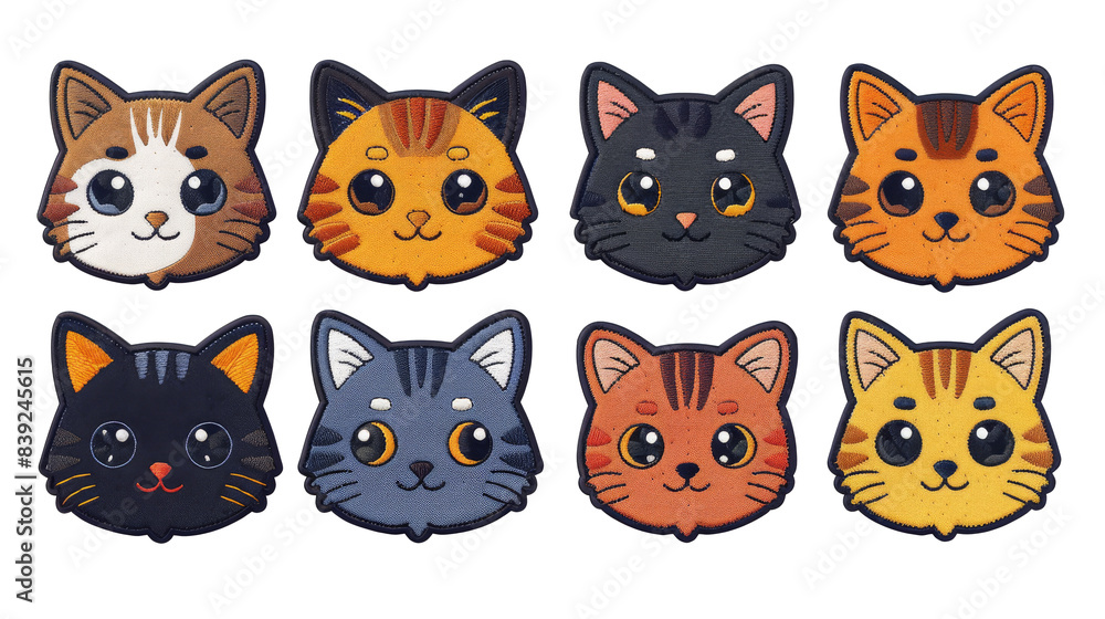 Cute kitty cat face embroidered patch cut out on .PNG transparent background Cute kitty cat face embroidered patch cut out on .PNG transparent background