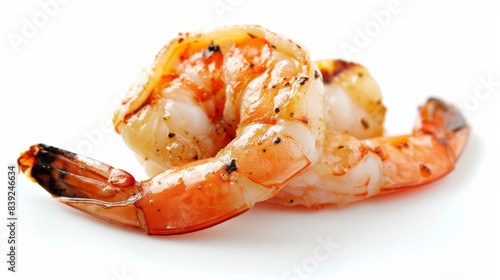 grilled shrimp Isolated on white background. concept of food menu for designer.