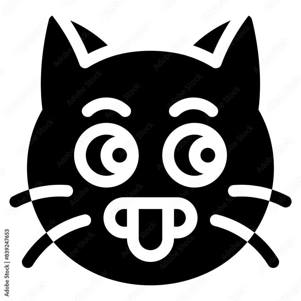 Vector Icon Heated, Cat, Animal, Expression, Cat Emoji Vector Icon Heated, Cat, Animal, Expression, Cat Emoji