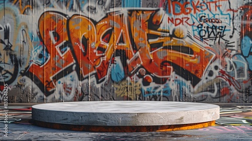 display podium on graffiti background