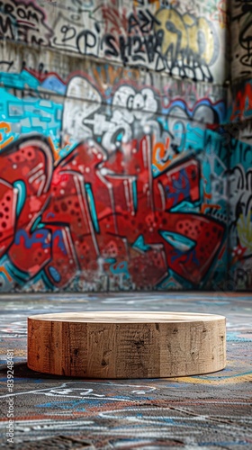  podium on graffiti background