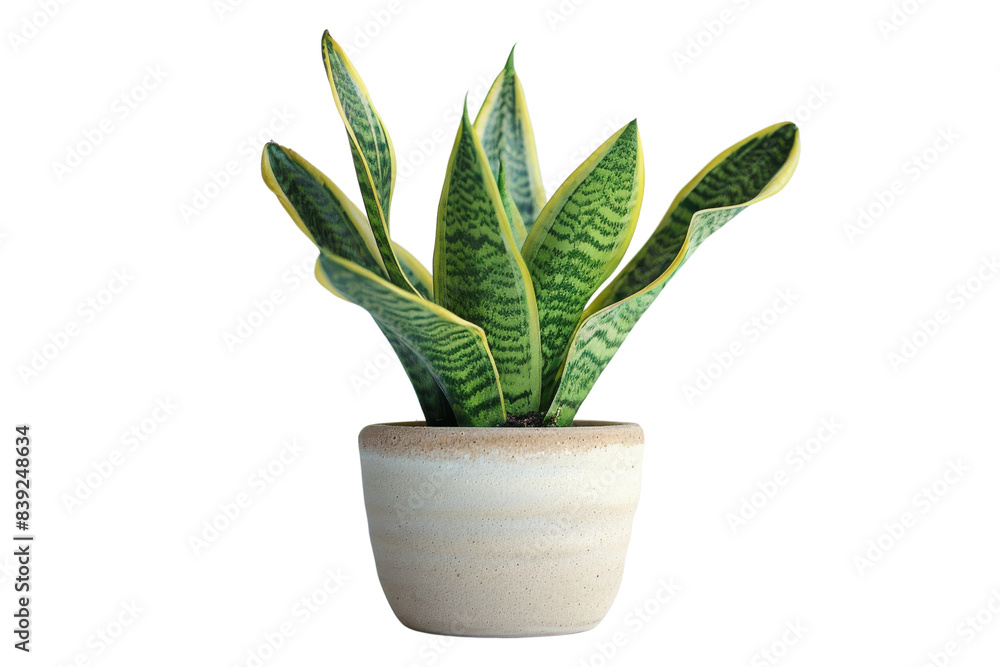 Snake Plant in a White Pot Isolated On White Background Snake Plant in a White Pot Isolated On White Background