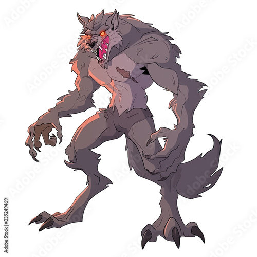 An illustration of an angry Vukodlak with glowing orange eyes