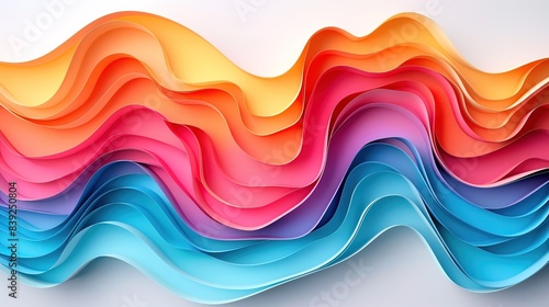 Colorful wavy background with paper cut style