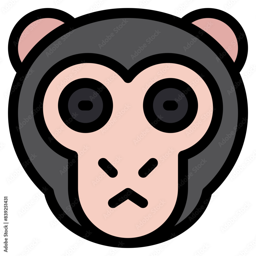Vector Icon Shocked, Monkey, Animal, Wildlife, Pet Vector Icon Shocked, Monkey, Animal, Wildlife, Pet