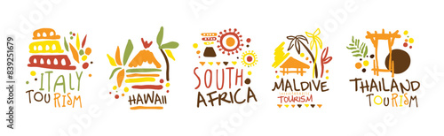 Tourism and Travel Destination Logo and Label Design Vector Set