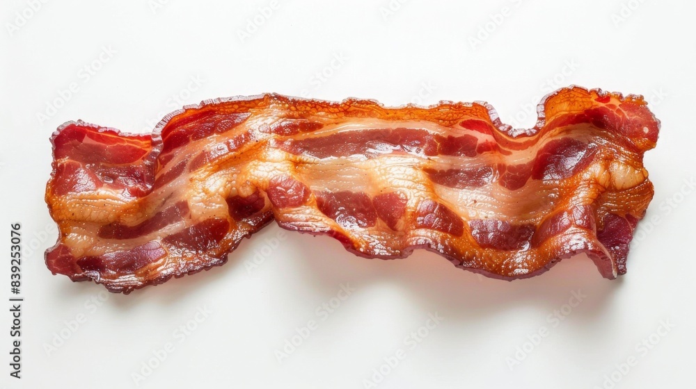 singed bacon strip Isolated on white background. singed bacon strip Isolated on white background.