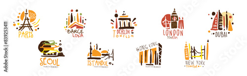 Tourism and Travel Destination Logo and Label Design Vector Set