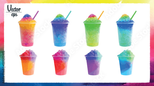 set of colorful watercolor summer slushies, cut out