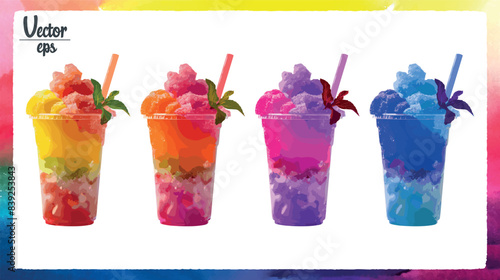 set of colorful watercolor summer slushies, cut out
