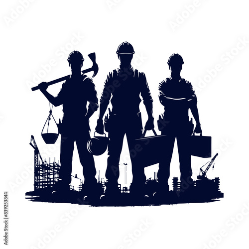 Worker silhouettes Clip art isolated vector illustration on white background