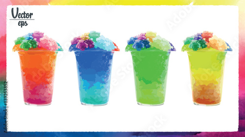 set of colorful watercolor summer slushies, cut out