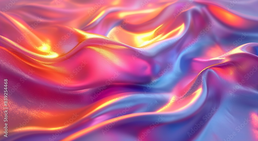 Obraz premium Abstract Iridescent Waves With Intense Pink and Blue Hues in Macro Photography