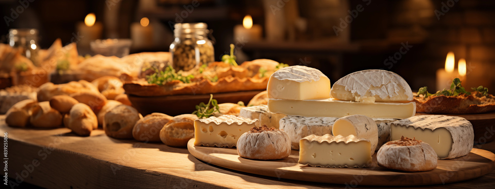 A close-up view showcasing a cheese cave or aging room with warm lighting creating a cozy, inviting atmosphere A close-up view showcasing a cheese cave or aging room with warm lighting creating a cozy, inviting atmosphere