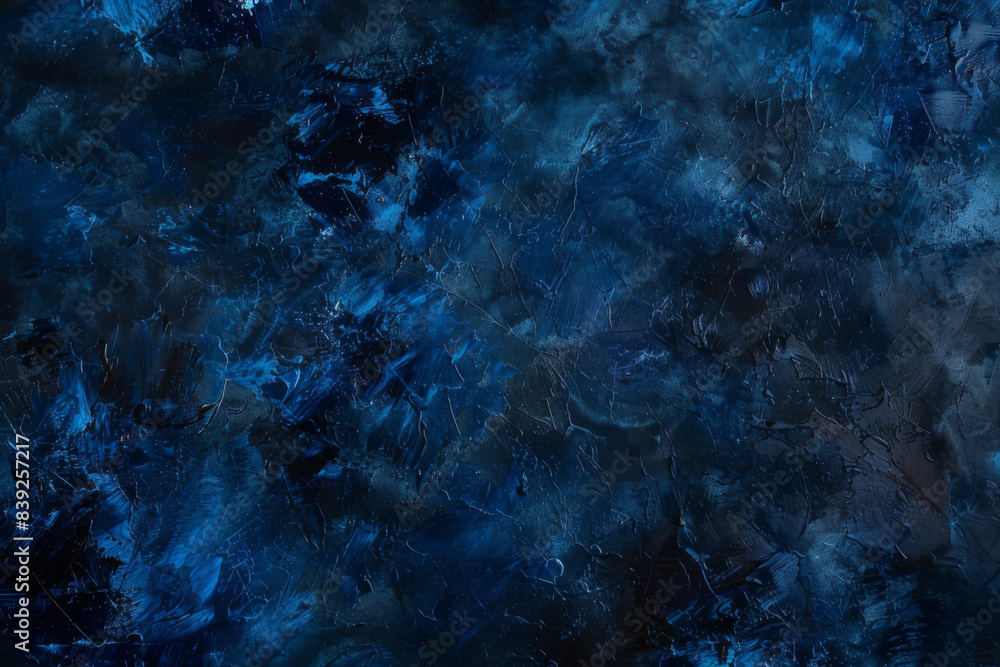 Fototapeta premium Abstract fluid art texture with swirling blue and gold patterns, resembling a cosmic celestial scene.