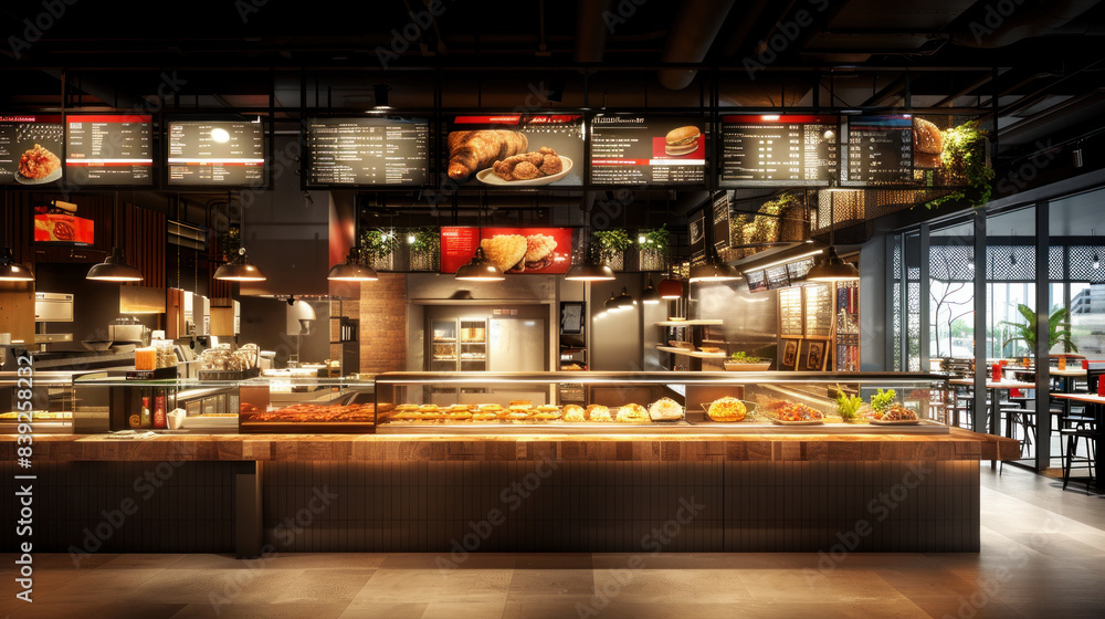 Modern fast food cafe interior