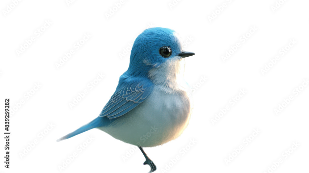 A bluebird perched on a branch with a white background A bluebird perched on a branch with a white background