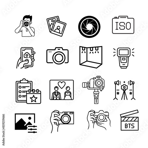 Icon illustration Photographer , camera, ISO, Portrait, illustration vector.