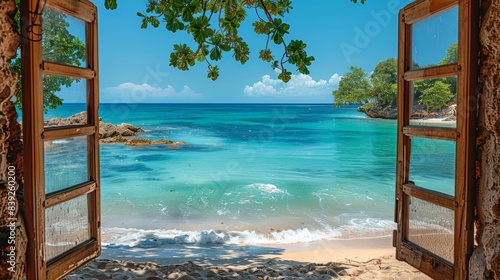 Wallpaper Mural A Tranquil View Through A Window On A Sunny Day. Generative AI Torontodigital.ca